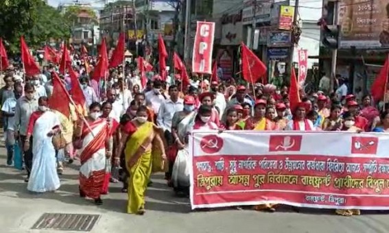 Tripura Municipal Polls : Left Front turned first to Announce 35 Candidates’ names, Submission of Nomination Papers started with massive Rallies 